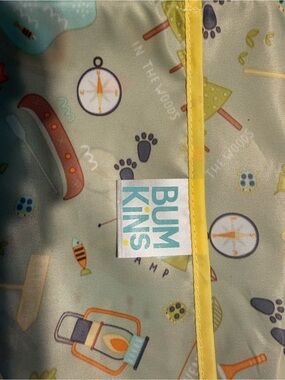 Bumkins Kids Bib with Yellow Trim and Camp Print